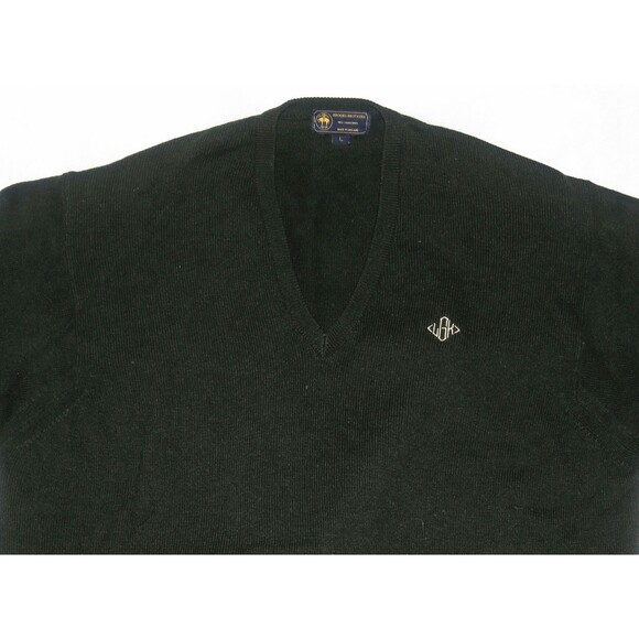 Brooks Brothers 100% Lambswool Men's Long Sleeve V-Neck Green Sweater Size Large - Picture 2 of 7